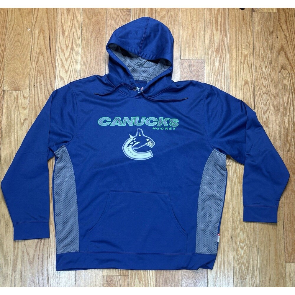 Majestic Vancouver Canucks NHL Therma Base Hoodie Mens 2XL Navy Blue Pullover